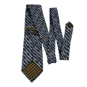 BCBG Attitude Geometric Pattern Silk Neck Tie Blue Men's Business Formal Church